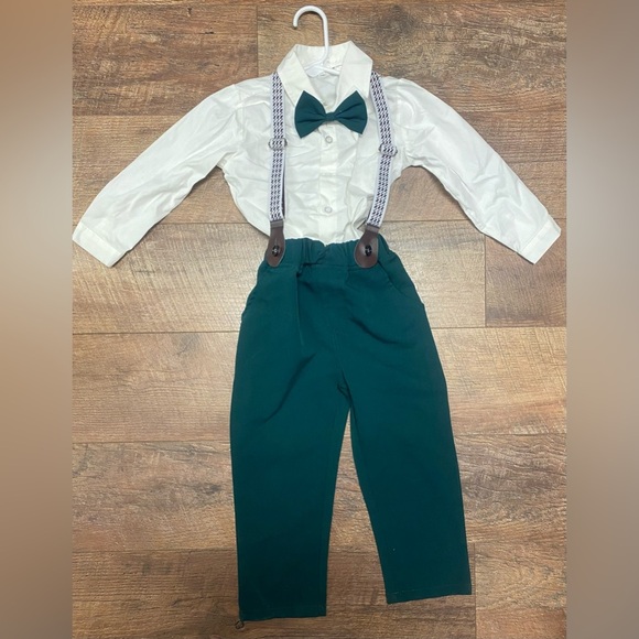 No Brand Hunter Green/Brown/White Toddler Outfit Size 2T-3T - Picture 3 of 4